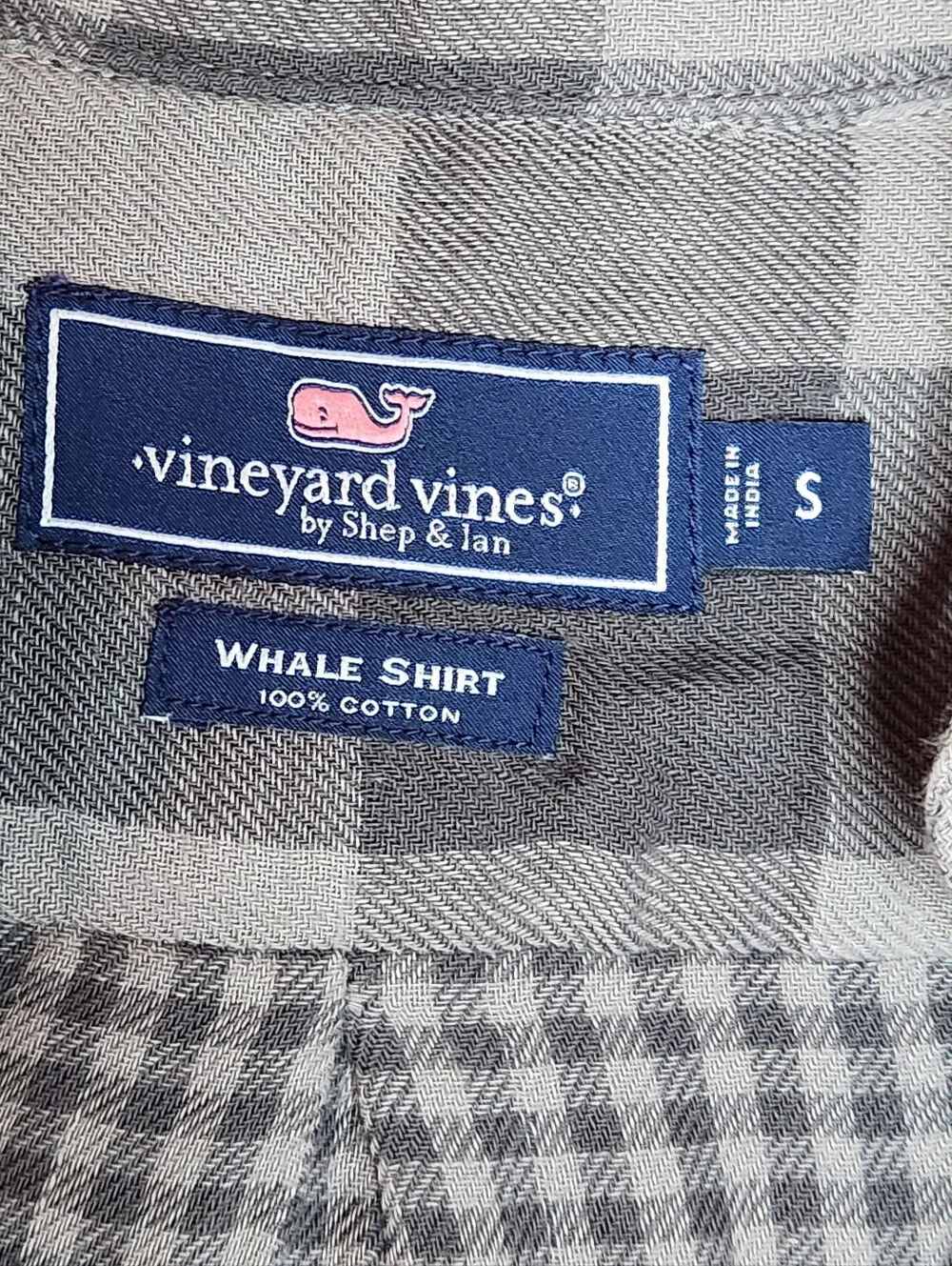Big Boys Vineyard Vines Double Checkered Whale Button-up Shirt Size Small